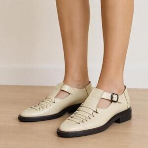 HEREU Presa Leather Fisherman T-bar Mary Jane Shoes Womens EU 38/US7.5 Woven